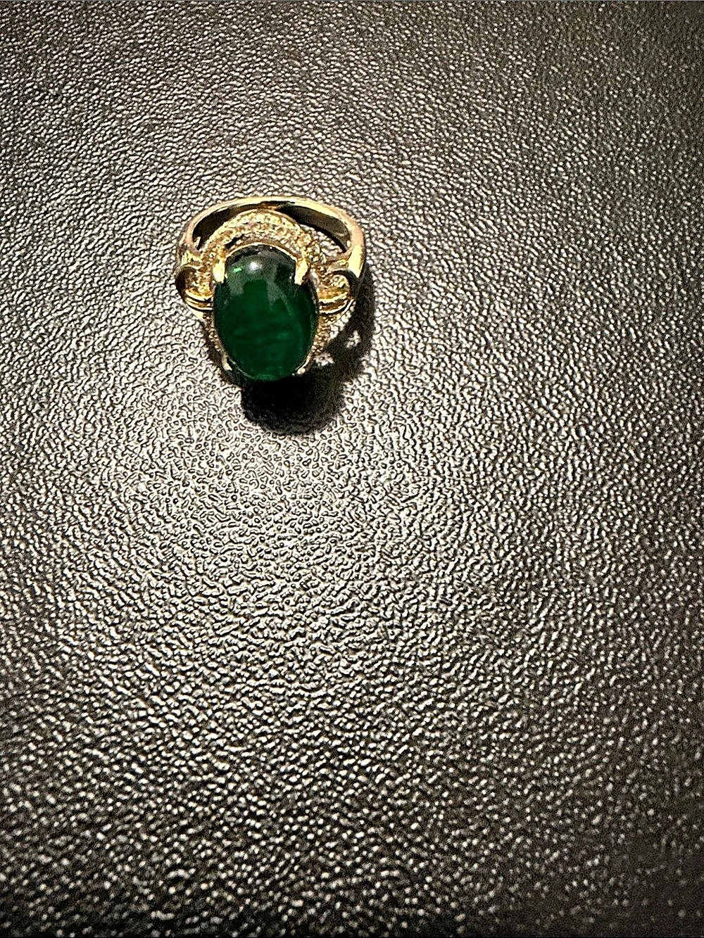 Green Oval Gemstone Ring
